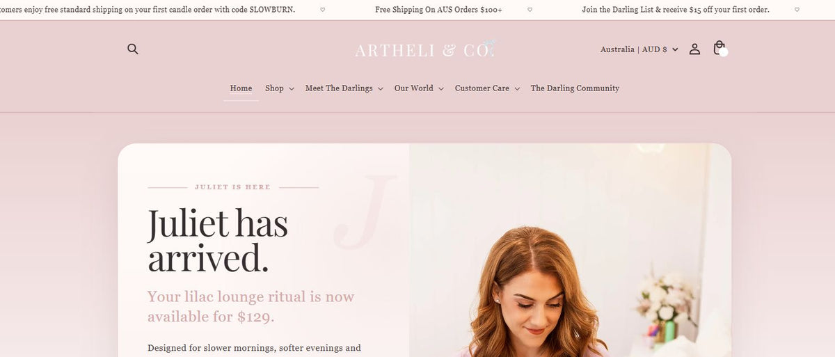 Artheli & Co. website designed and developed by Lost Paradise Creative Studios