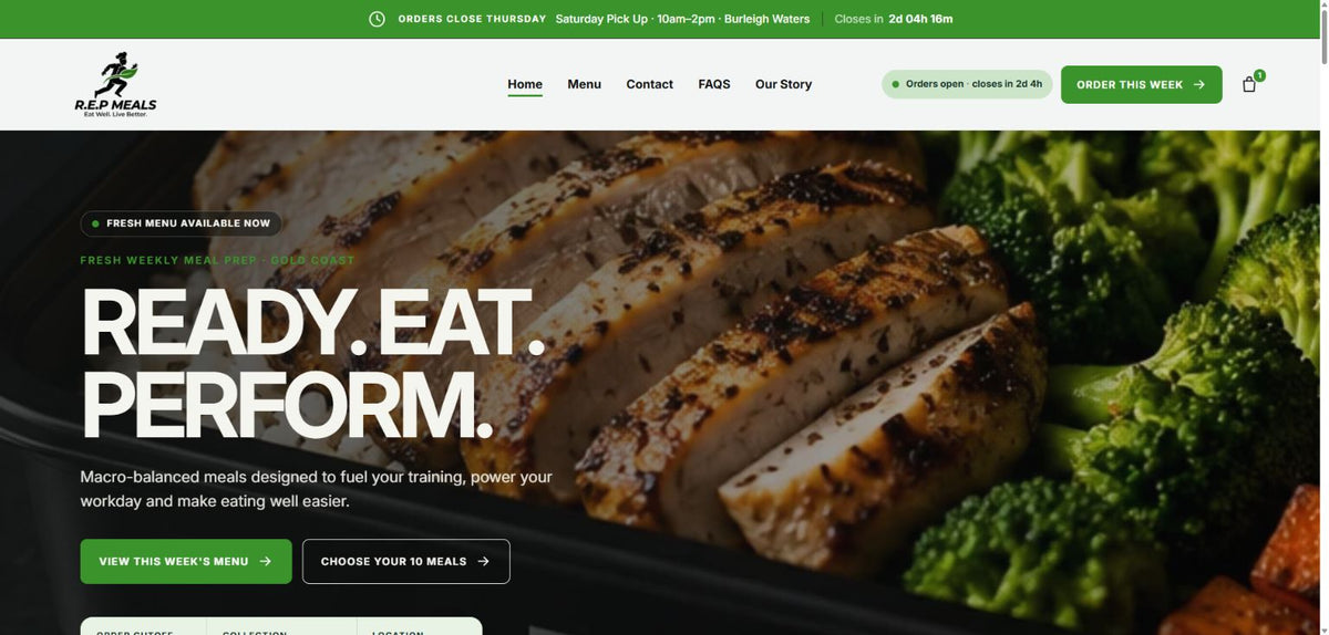 R.E.P Meals website designed and developed by Lost Paradise Creative Studios